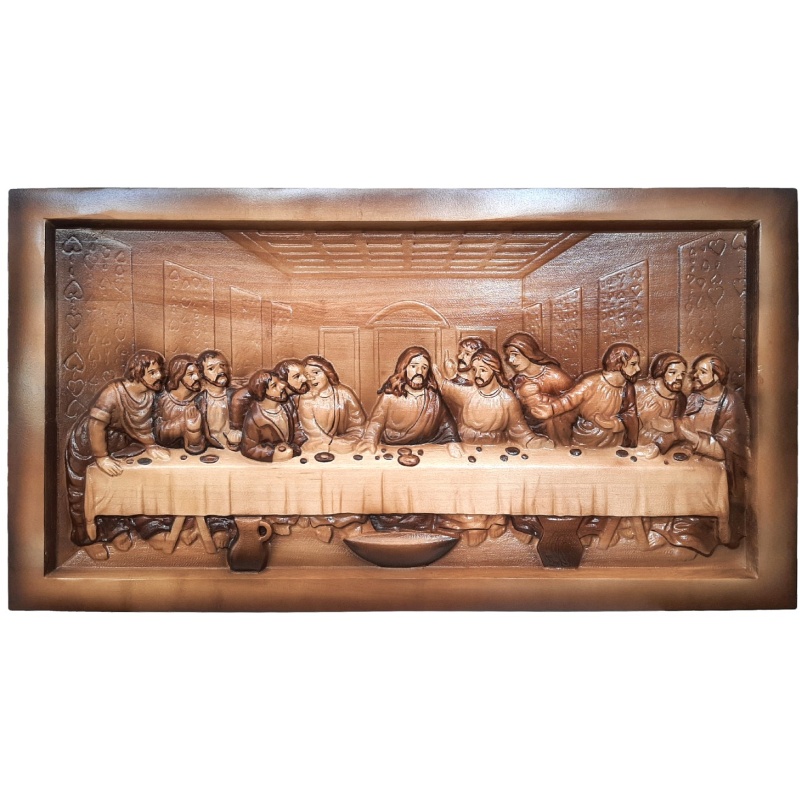 Tableau sur bois La Cène, 100 x 53,5 cm