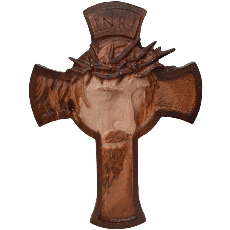 Croix en bois avec Jésus 18 x 25 cm