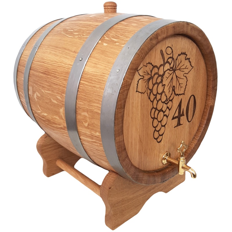 Fût de chêne 15L "grappe de raisin 40"